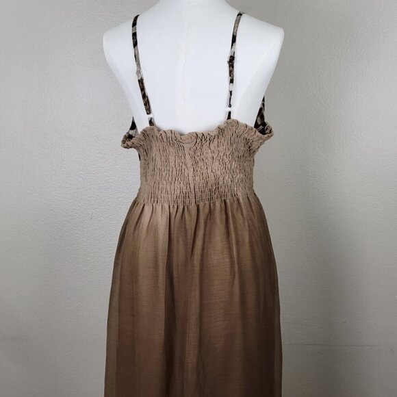 DOTS Maxi Long Summer Date Dress Leopard Animal Print Sz 1X Sheer Chiffon Beach - Picture 3 of 10